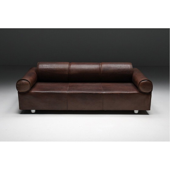 Image 1 of Braunes Büffelledersofa von Marzio Cecchi, 1970er Jahre