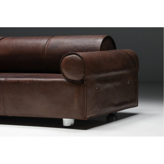 Image 1 of Braunes Büffelledersofa von Marzio Cecchi, 1970er Jahre