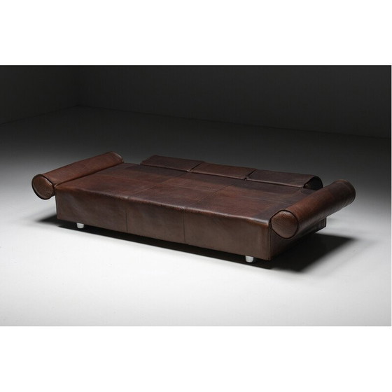 Image 1 of Braunes Büffelledersofa von Marzio Cecchi, 1970er Jahre