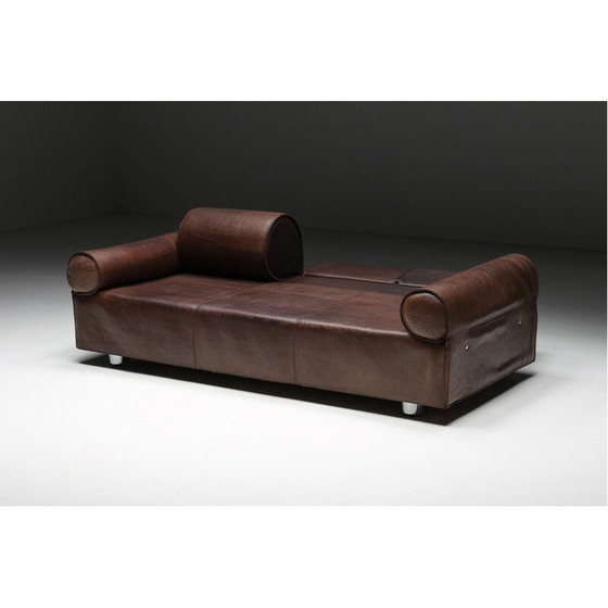 Image 1 of Braunes Büffelledersofa von Marzio Cecchi, 1970er Jahre