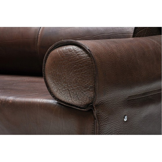 Image 1 of Braunes Büffelledersofa von Marzio Cecchi, 1970er Jahre