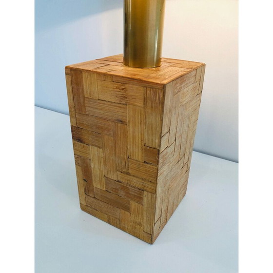 Image 1 of Vintage-Lampe mit Stroheinlegearbeiten, 1950