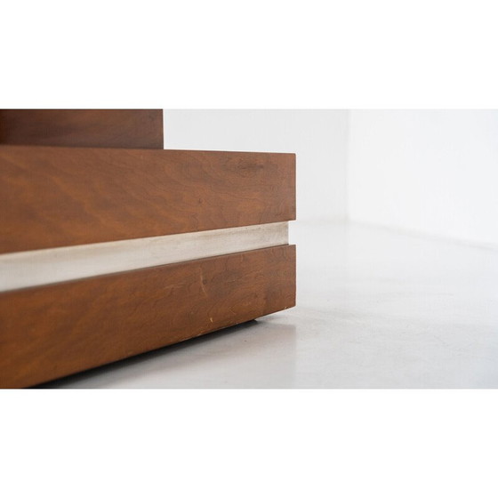 Image 1 of Vintage Pflanzgefäß aus Nussbaum und Chromstahl, Italien 1970