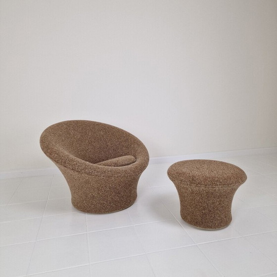 Image 1 of Pilzfarbener Vintage-Sessel und Ottomane von Pierre Paulin für Artifort, 1960er Jahre