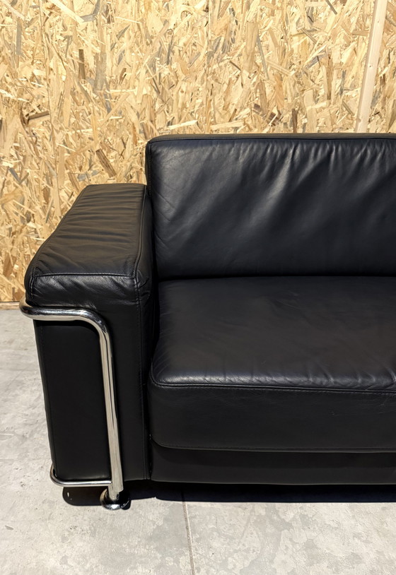 Image 1 of Le Corbusier inspiriertes schwarzes Ledersofa