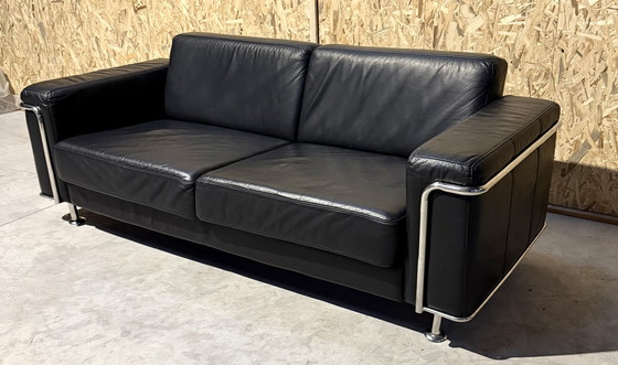 Image 1 of Le Corbusier inspiriertes schwarzes Ledersofa