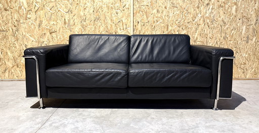 Le Corbusier inspiriertes schwarzes Ledersofa