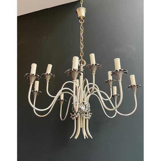 Image 1 of Versilberter Vintage-Kronleuchter von Maison Charles