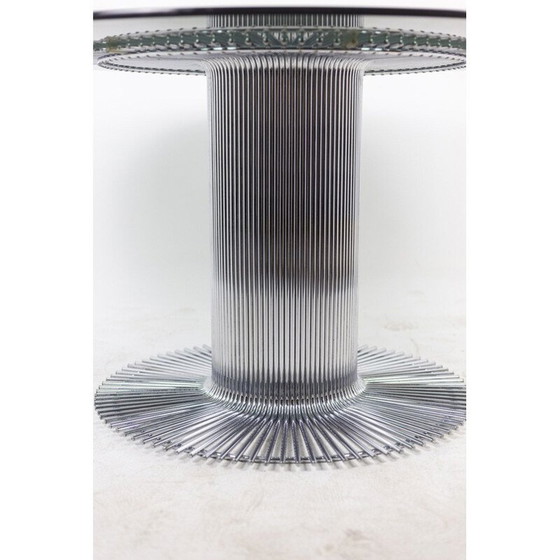 Image 1 of Runder Vintage-Tisch aus verchromtem Metall und Rauchglas von Gastone Rinaldi, 1970