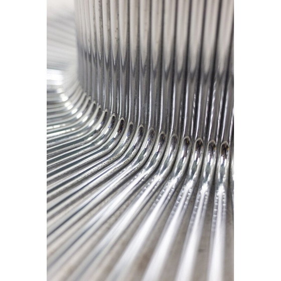 Image 1 of Runder Vintage-Tisch aus verchromtem Metall und Rauchglas von Gastone Rinaldi, 1970