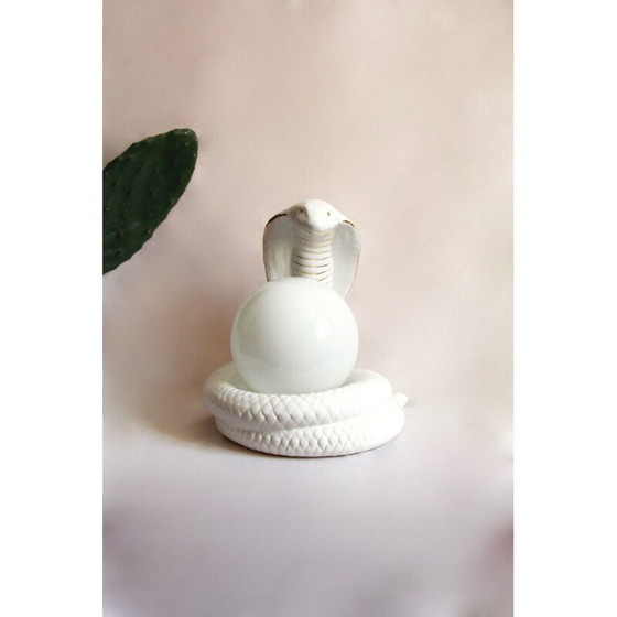 Image 1 of Vintage Keramik Schlange Kobra Lampe von Avobin, Italien 1970er