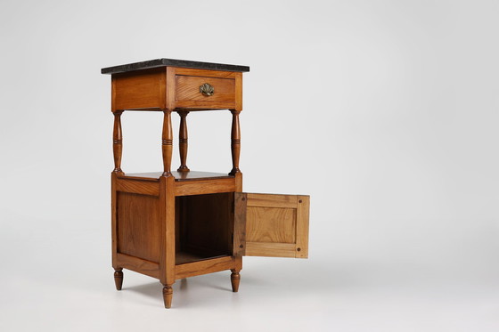 Image 1 of Französischer Art-Déco-Nachttisch mit blauer Steinplatte, 1920er Jahre