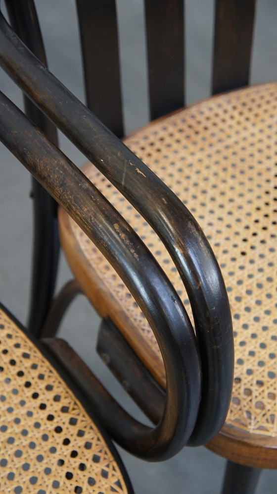 Image 1 of 4 X Vintage Holz Design Esszimmer / Bistro Stuhl