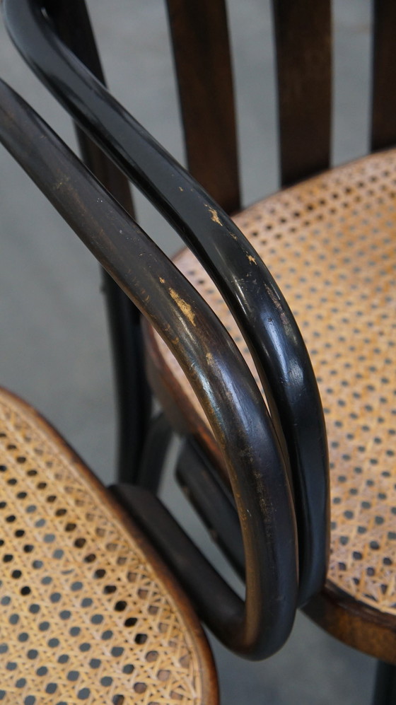 Image 1 of 4 X Vintage Holz Design Esszimmer / Bistro Stuhl