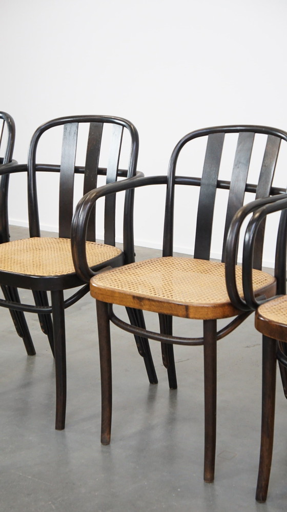 Image 1 of 4 X Vintage Holz Design Esszimmer / Bistro Stuhl