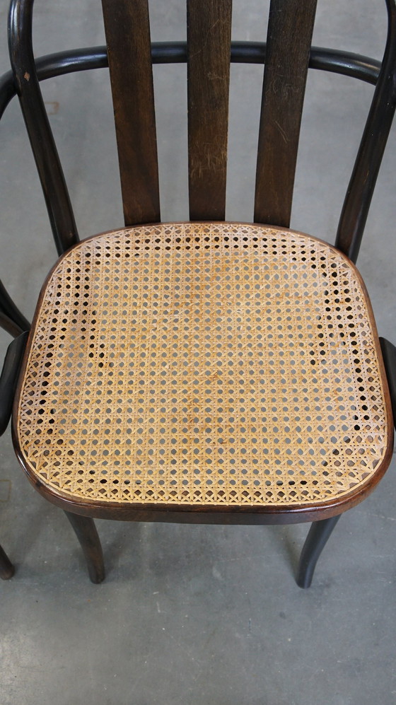 Image 1 of 4 X Vintage Holz Design Esszimmer / Bistro Stuhl