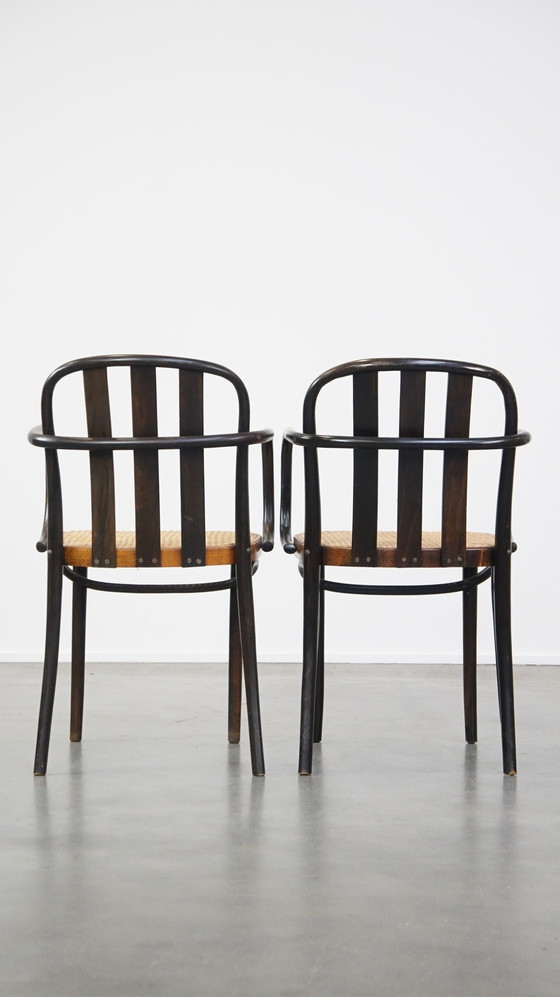 Image 1 of 4 X Vintage Holz Design Esszimmer / Bistro Stuhl