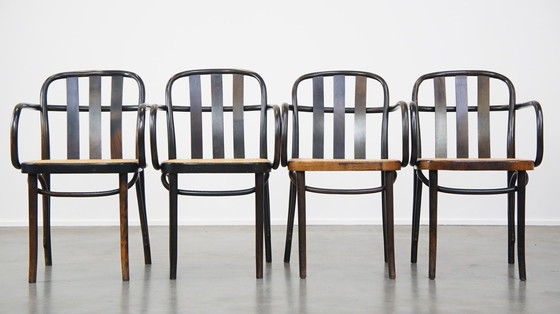 Image 1 of 4 X Vintage Holz Design Esszimmer / Bistro Stuhl