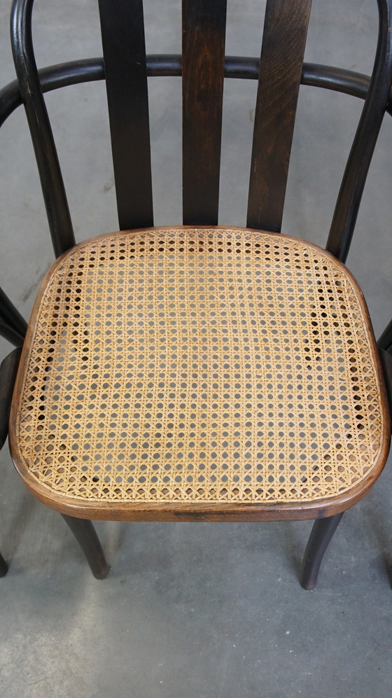 Image 1 of 4 X Vintage Holz Design Esszimmer / Bistro Stuhl