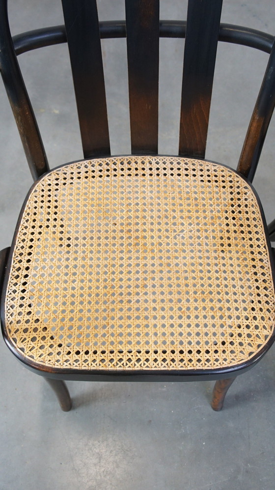 Image 1 of 4 X Vintage Holz Design Esszimmer / Bistro Stuhl