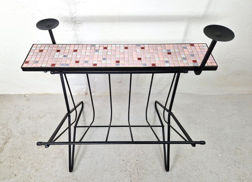 Vintage Beistelltisch mit Rednerpult und Kerzenleuchtern