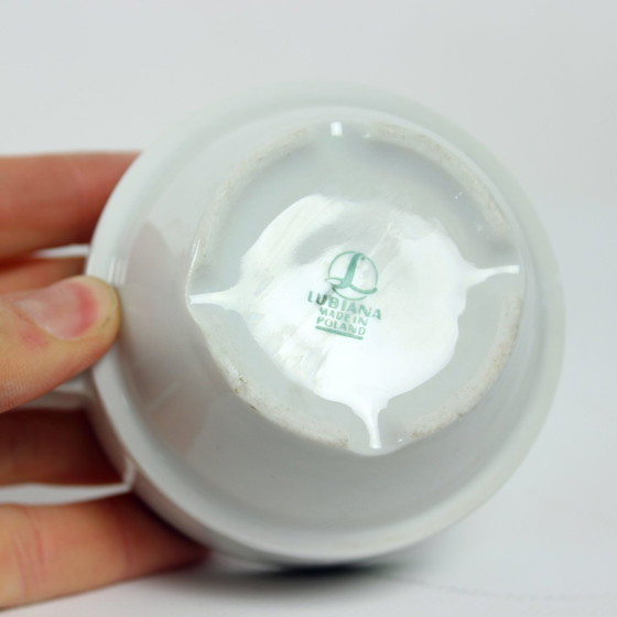 Image 1 of Verkauf Satz von 12 weißen Porzellantassen von Lubiana, Polen 1960er