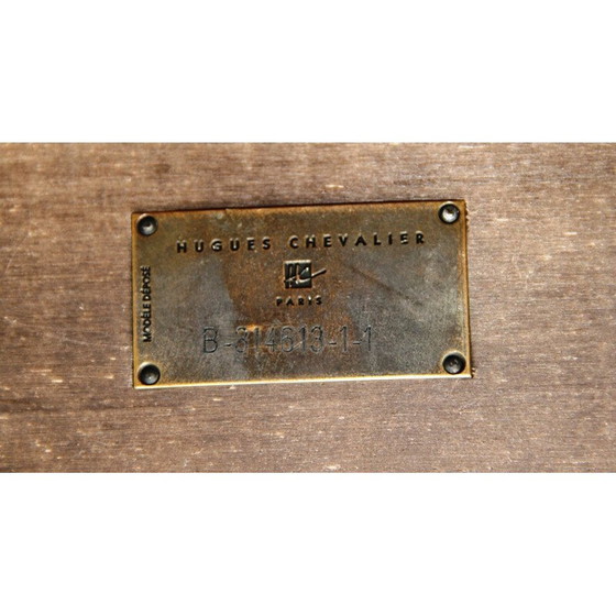 Image 1 of Vintage Ying Armchair in Holz und Leder von Hugues Chevalier