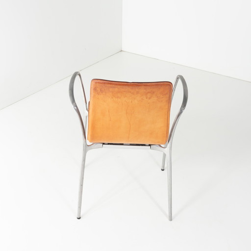 6x Gorka Akaba Design Stühle braunes Leder