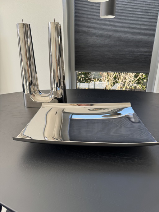 Georg Jensen Set aus Kerzenständer und Schale mit Originalbüchern