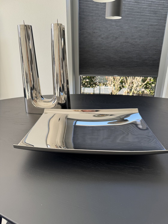 Image 1 of Georg Jensen Set aus Kerzenständer und Schale mit Originalbüchern