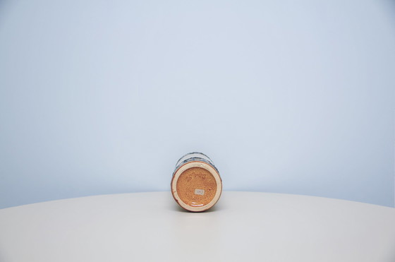 Image 1 of Karamellbraune Westdeutschland Vase mit weißen Streifen