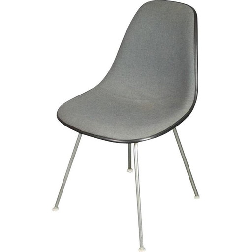 Vintage Dsx Stuhl aus schwarzer Faser und grauem Stoff von Charles & Ray Eames für Herman Miller