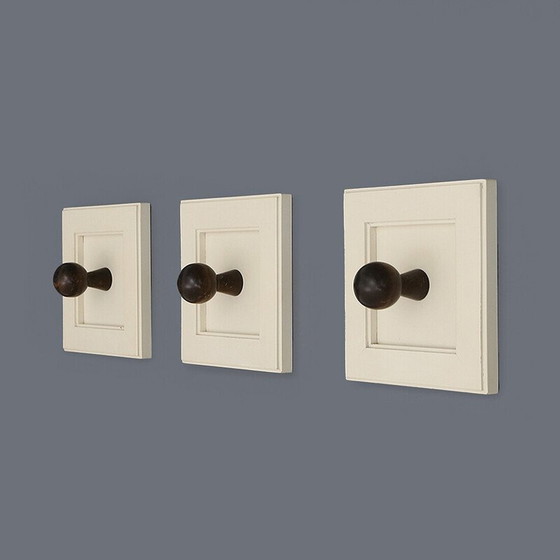 Image 1 of Satz von 3 Vintage-Wandhaken aus Holz, Italien 1970