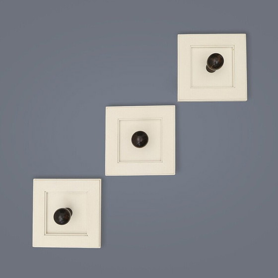 Image 1 of Satz von 3 Vintage-Wandhaken aus Holz, Italien 1970