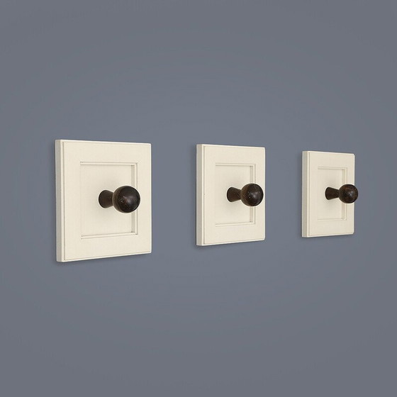 Image 1 of Satz von 3 Vintage-Wandhaken aus Holz, Italien 1970