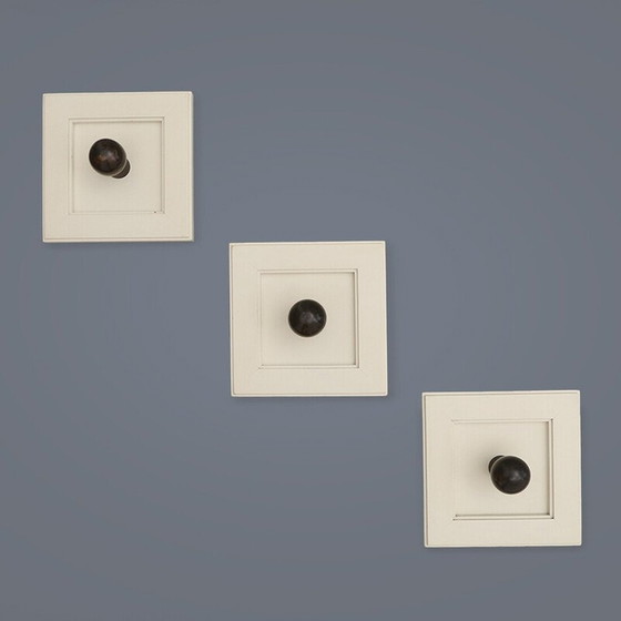 Image 1 of Satz von 3 Vintage-Wandhaken aus Holz, Italien 1970