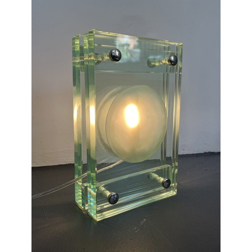 Vintage Tischlampe aus dickem Glas, Italien 1970