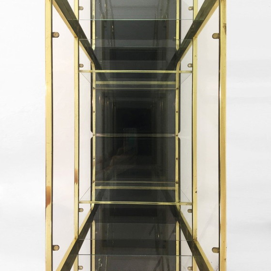 Image 1 of Vintage-Vitrine aus Messing und Glas, 1970-1980er Jahre