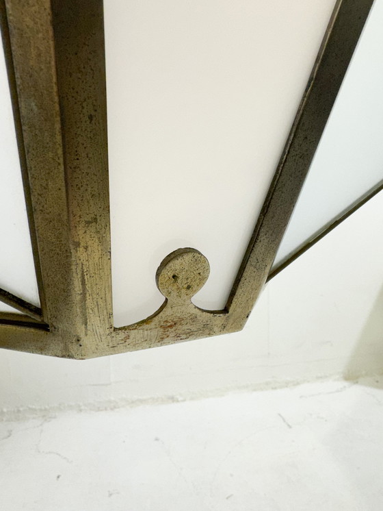 Image 1 of Laterne aus vernickeltem Stahl und Opalglas, 1930