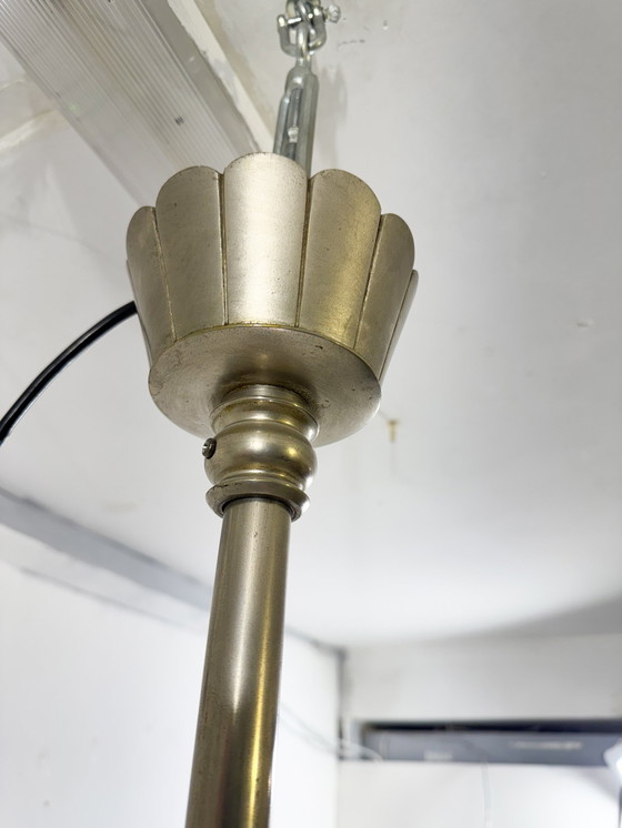 Image 1 of Laterne aus vernickeltem Stahl und Opalglas, 1930