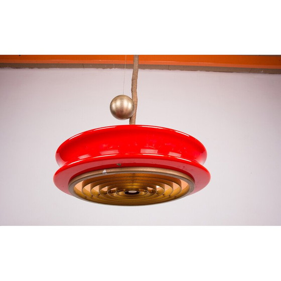 Image 1 of Vintage Orion Pendelleuchte aus Glas und Messing von Schwarz und Staff Leuchten für Staff Leuchten, Deutschland 1965