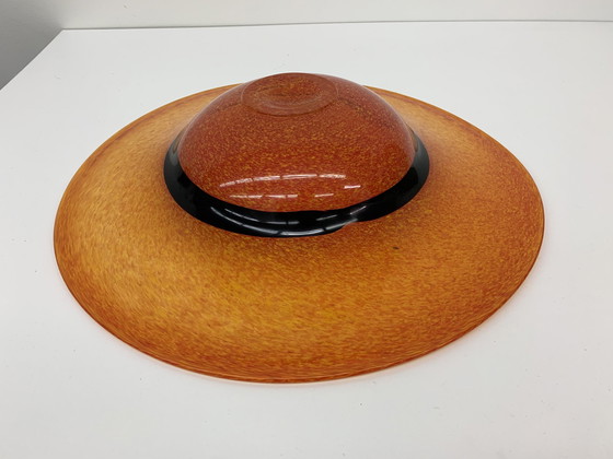 Image 1 of Orangene Obstschale aus Glas, 1990'S