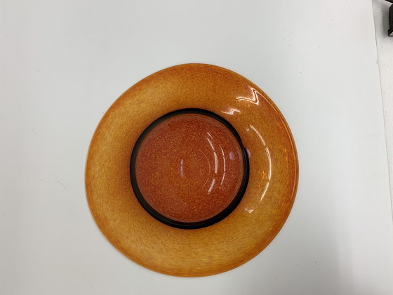 Image 1 of Orangene Obstschale aus Glas, 1990'S