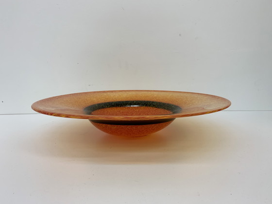 Image 1 of Orangene Obstschale aus Glas, 1990'S