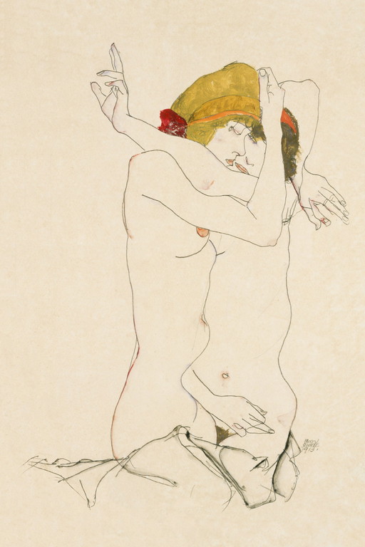 Egon Schiele ----Zwei Frauen, die sich umarmen Xl