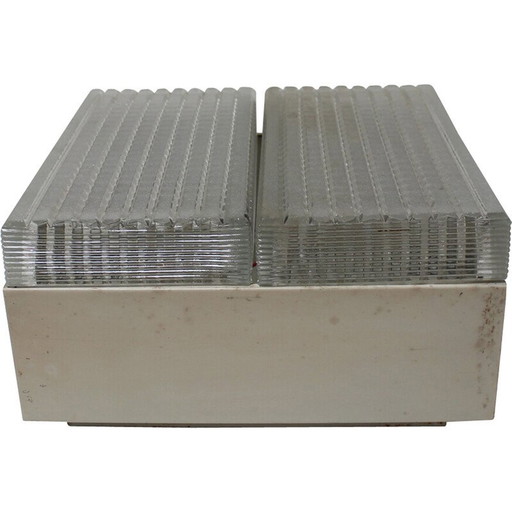 Vintage Deckenleuchte aus Metall und Glas für Napako, Tschechoslowakei 1960