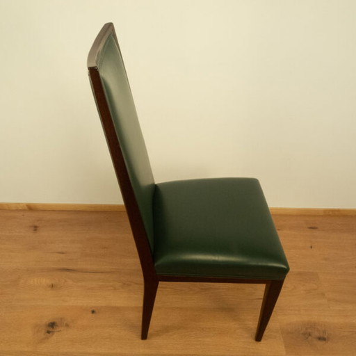 High-Back Chairs, Dark-Stained Beech with Dark Green Artificial Leather