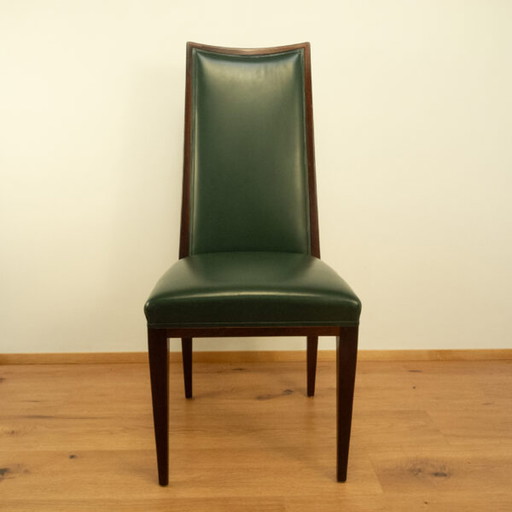 High-Back Chairs, Dark-Stained Beech with Dark Green Artificial Leather