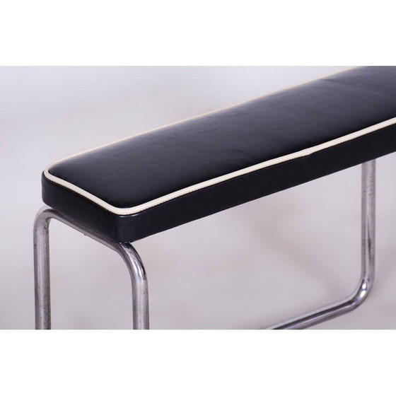 Image 1 of Vintage Bauhaus Hocker aus Chromstahl und italienischem Leder, Tschechoslowakei 1930