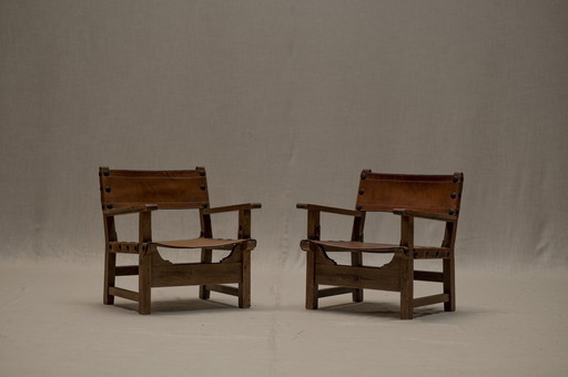 Spanischer Brutalist Sessel Set